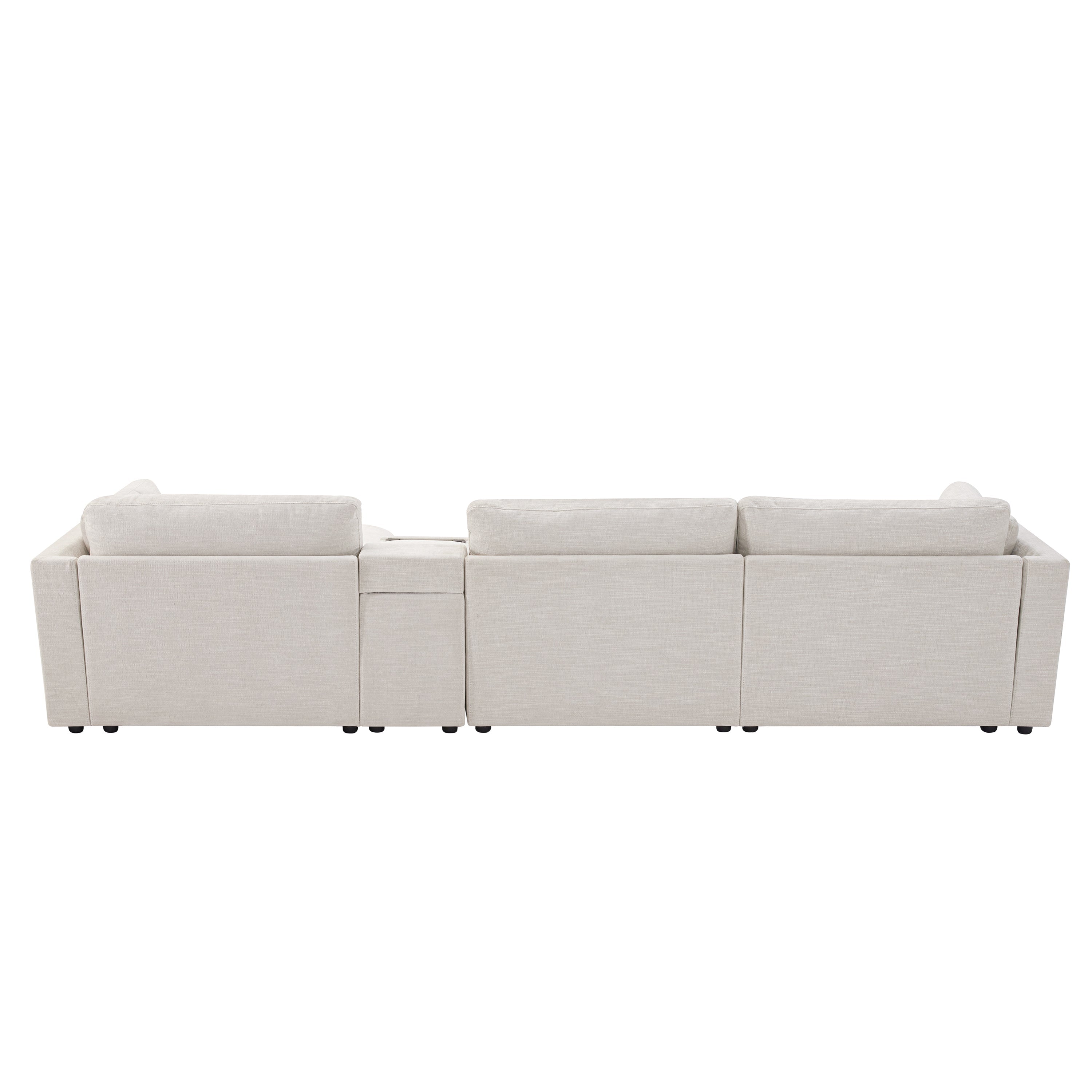 [VIDEO+NEW]124'' Modular Sectional Sofa with Storage Console and Movable Ottoman,33'' Wide Seat,4 Seat L Shaped Chenille Couch,Reversible Comfy Sofa with USB Charger for Living Room,Apartment,2 Colors