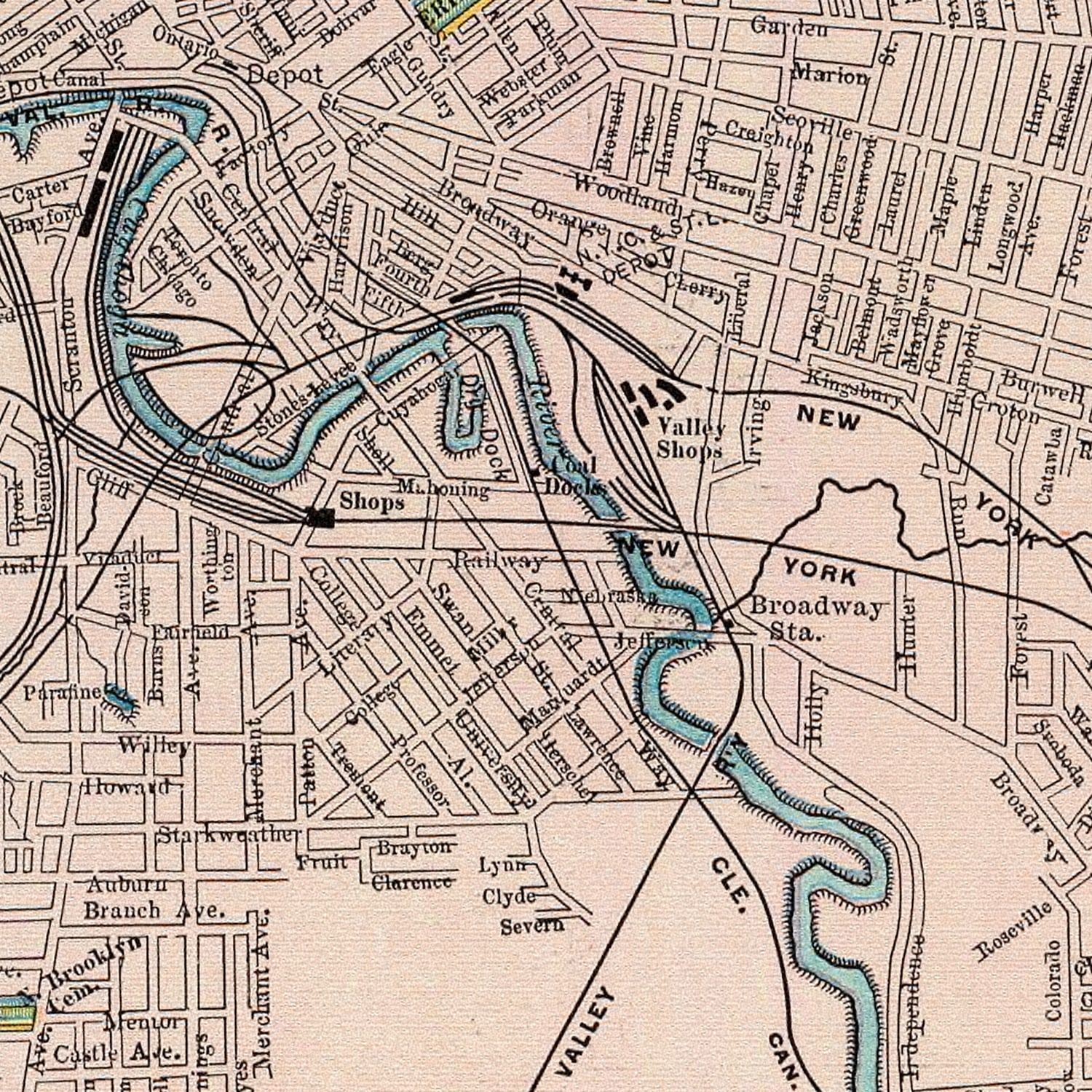 Vintage Map of Cleveland, Ohio 1897