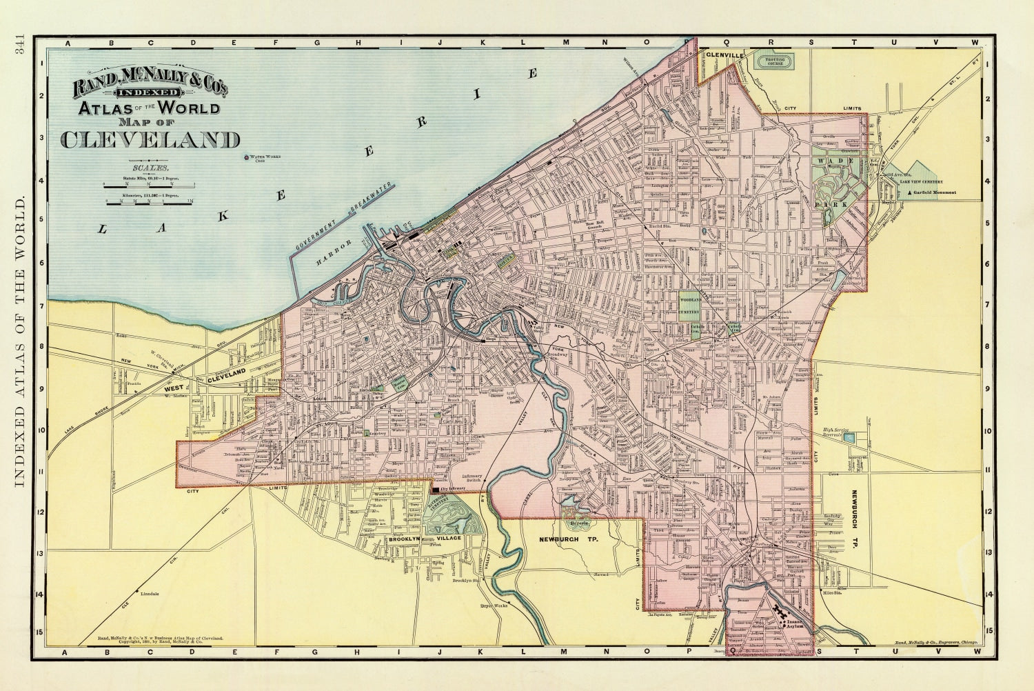 Vintage Map of Cleveland, Ohio 1897