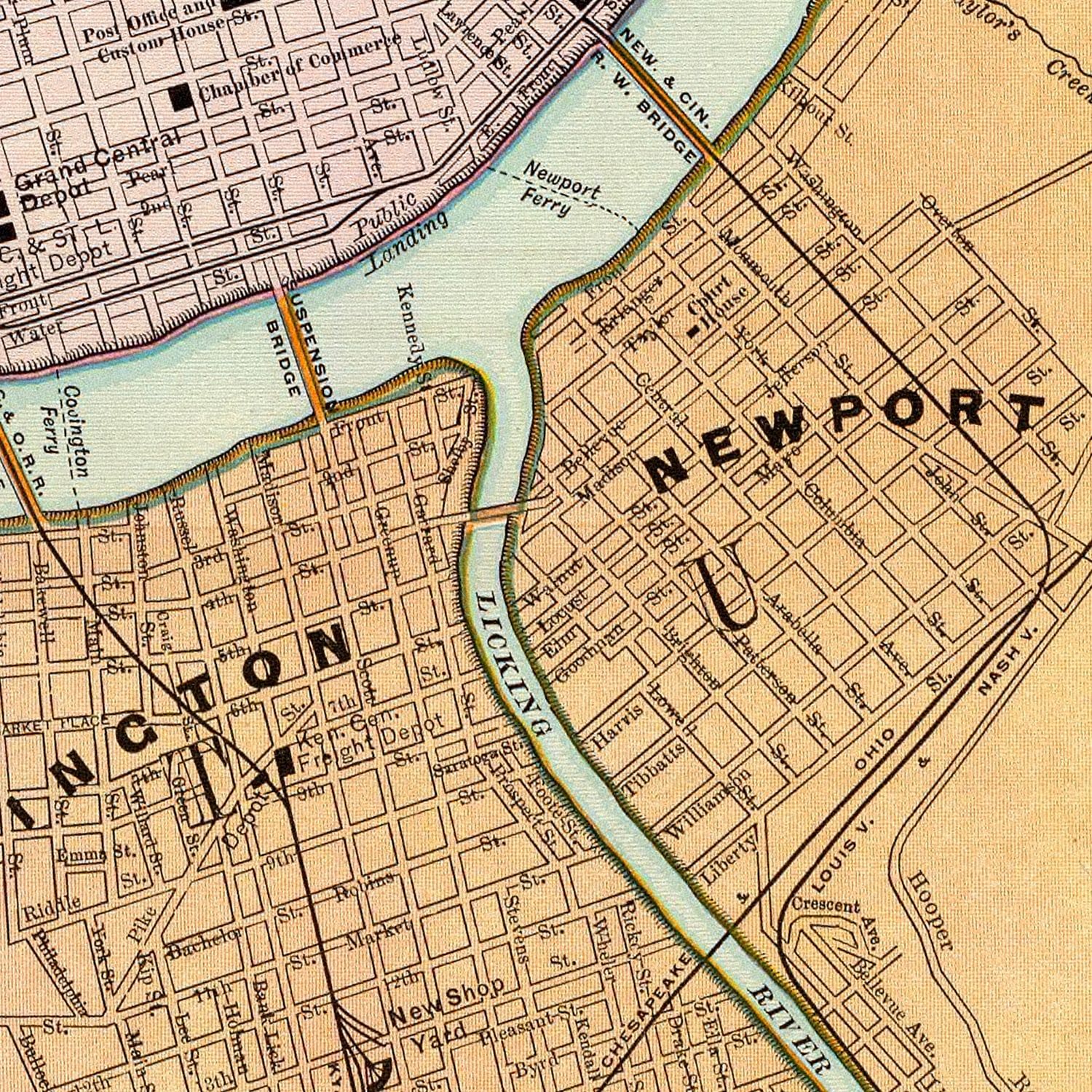 Vintage Map of Cincinnati, Ohio 1897