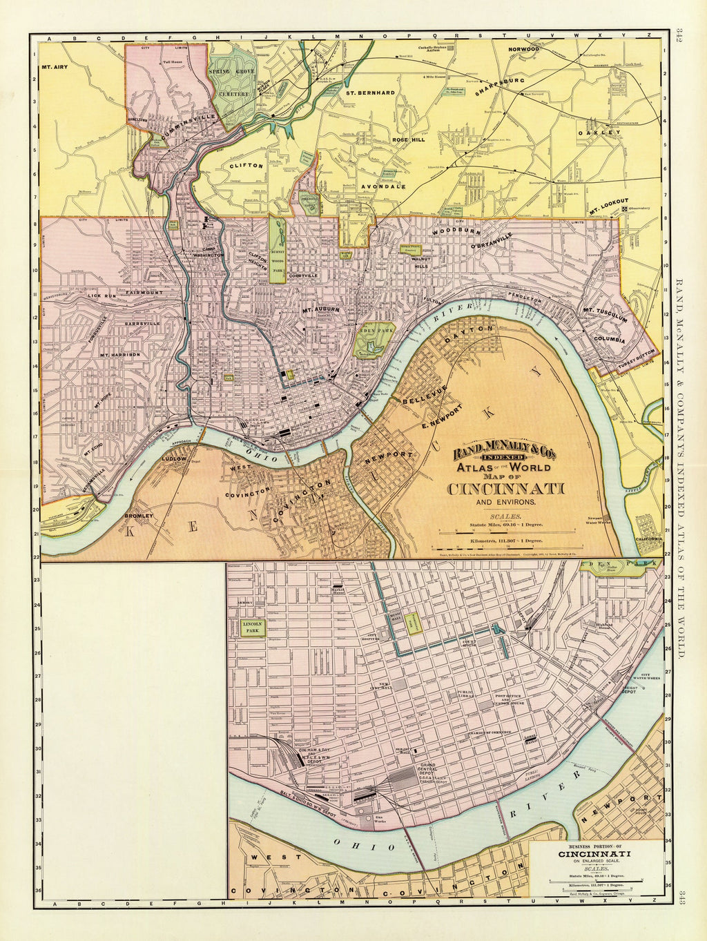 Vintage Map of Cincinnati, Ohio 1897