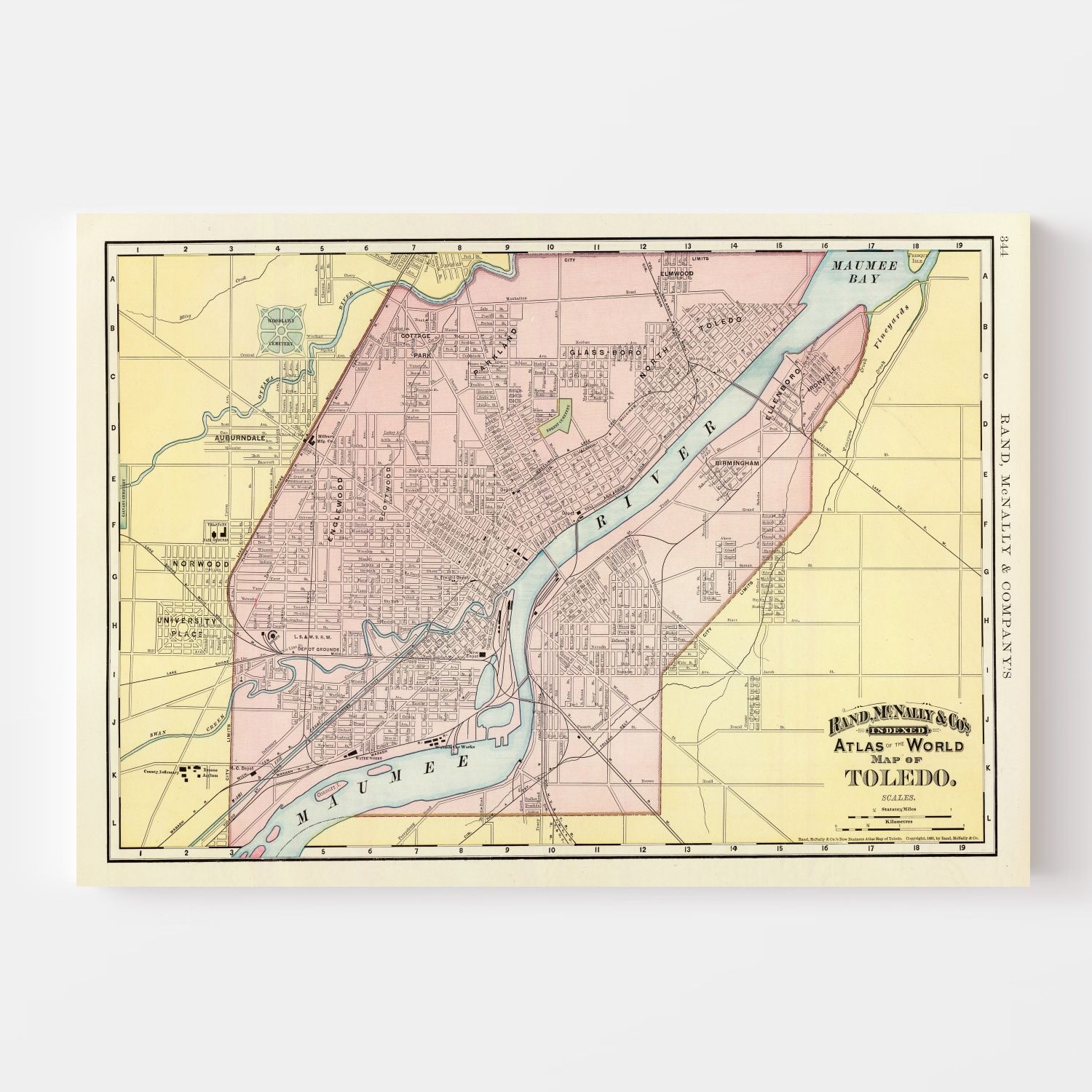 Vintage Map of Toledo, Ohio 1897