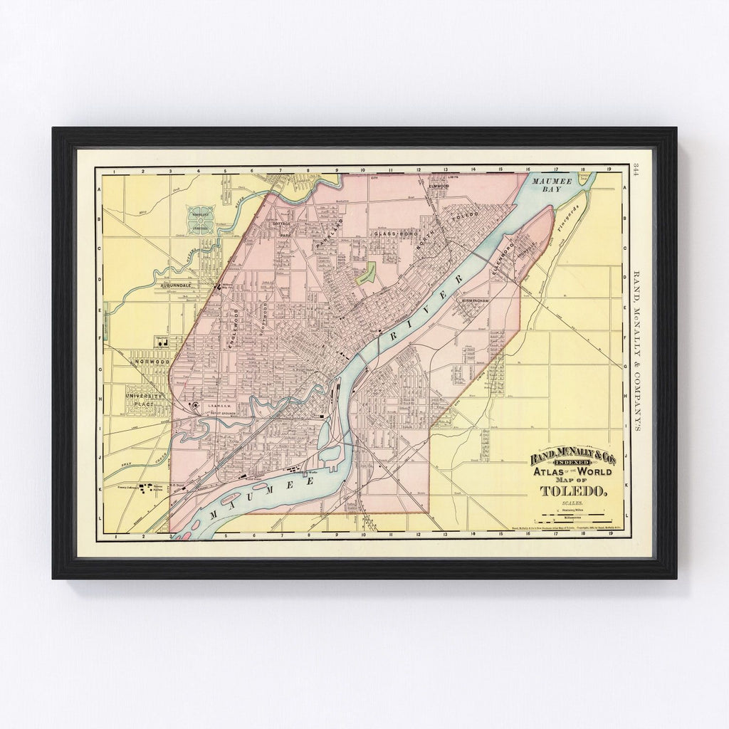 Vintage Map of Toledo, Ohio 1897