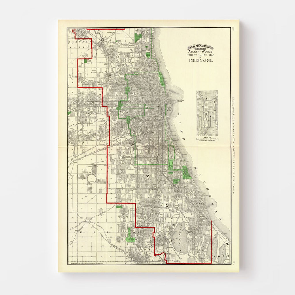 Vintage Map of Chicago, Illinois 1897