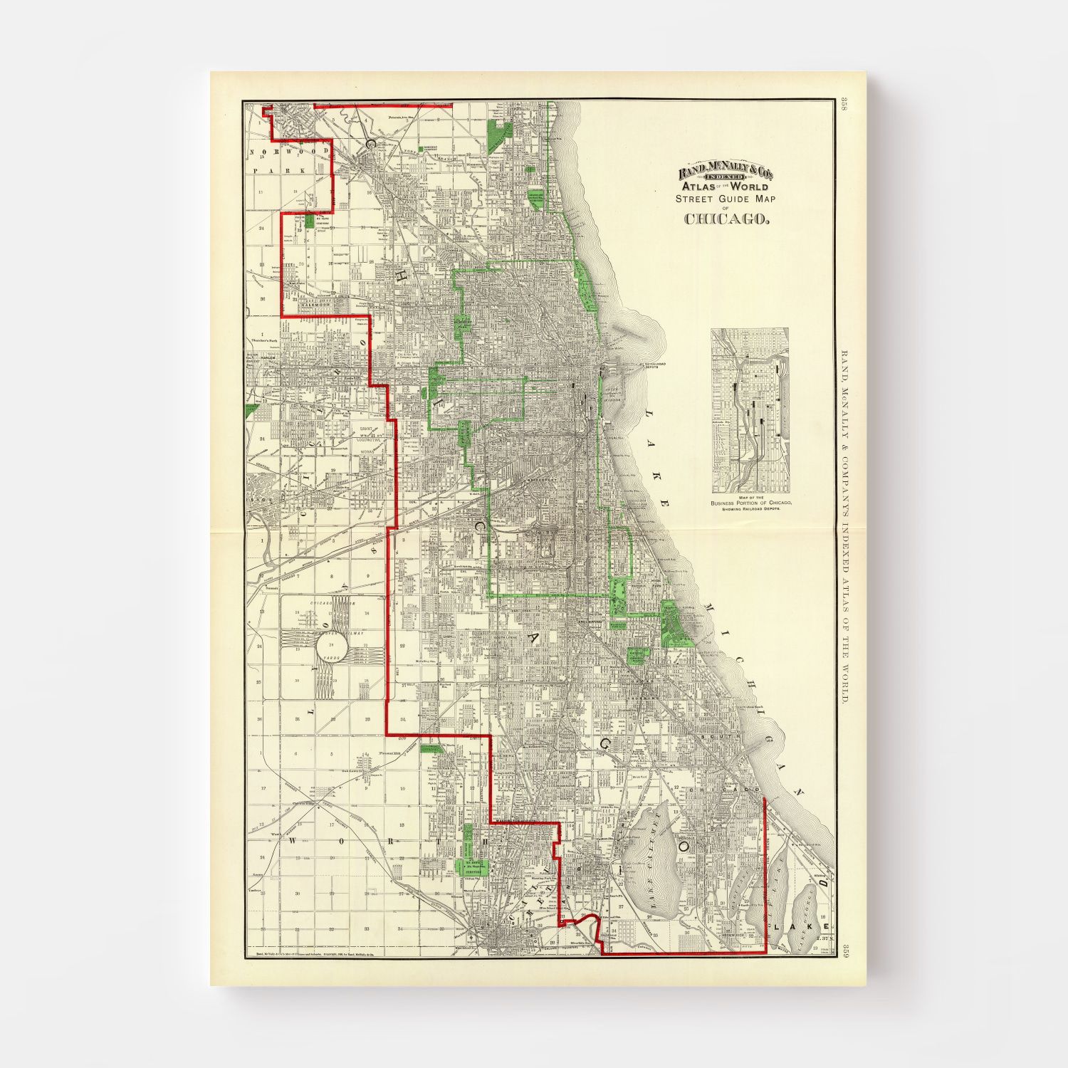 Vintage Map of Chicago, Illinois 1897