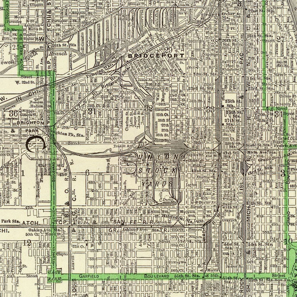 Vintage Map of Chicago, Illinois 1897
