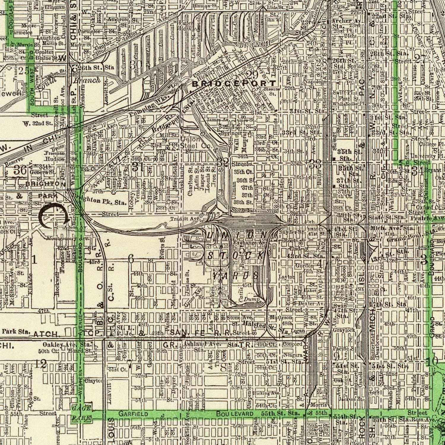 Vintage Map of Chicago, Illinois 1897