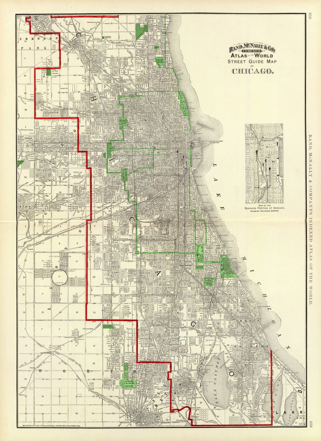 Vintage Map of Chicago, Illinois 1897