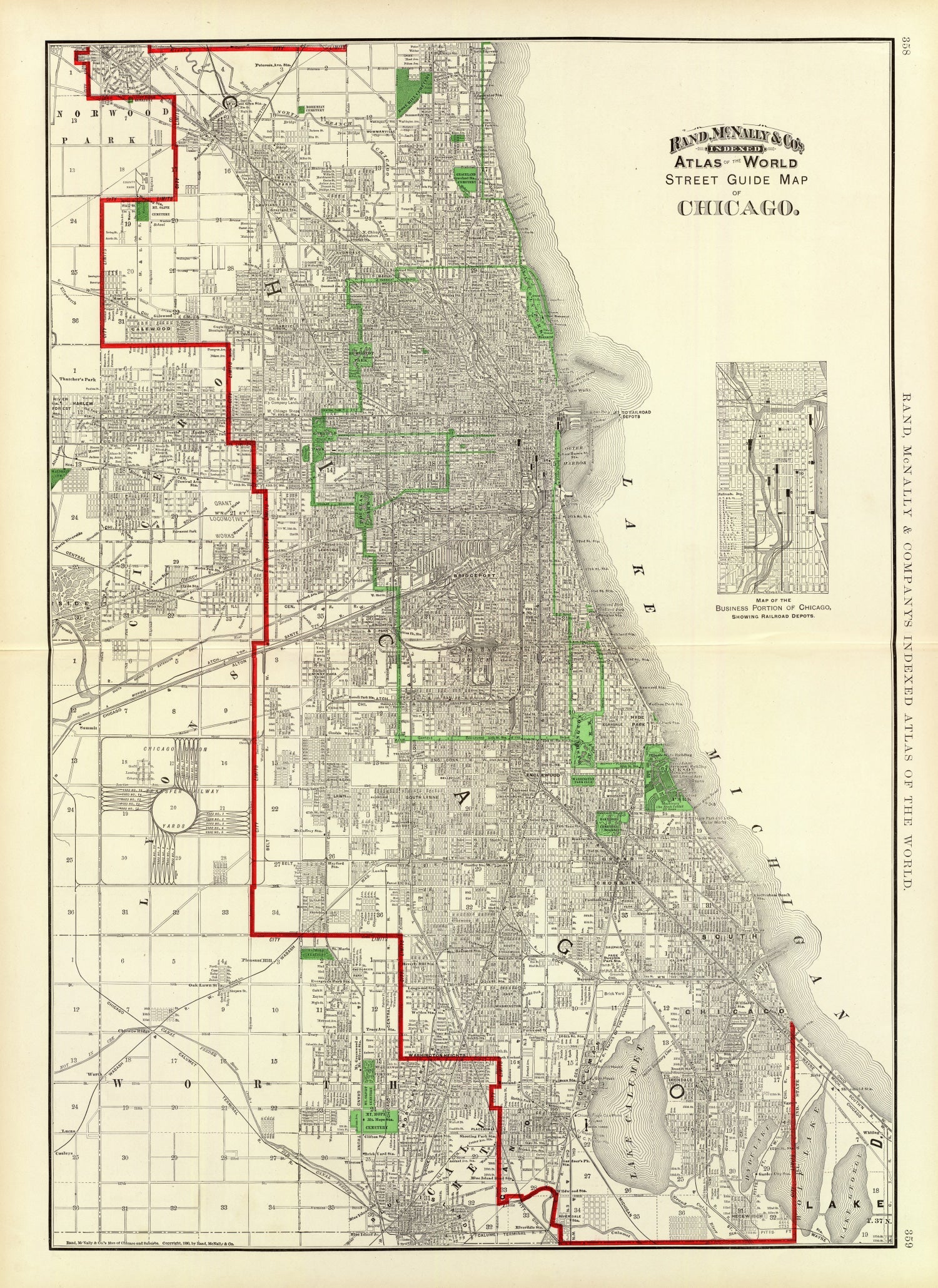 Vintage Map of Chicago, Illinois 1897