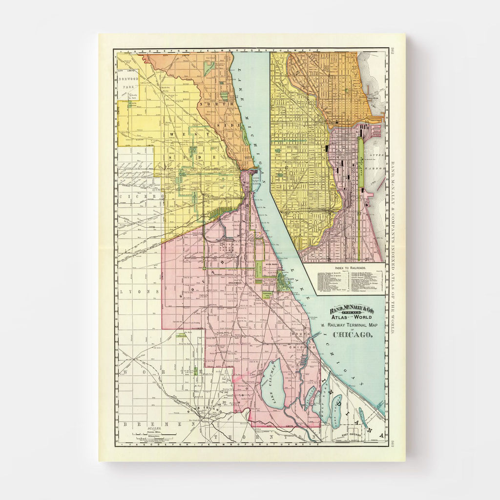 Vintage Map of Chicago, Illinois 1897