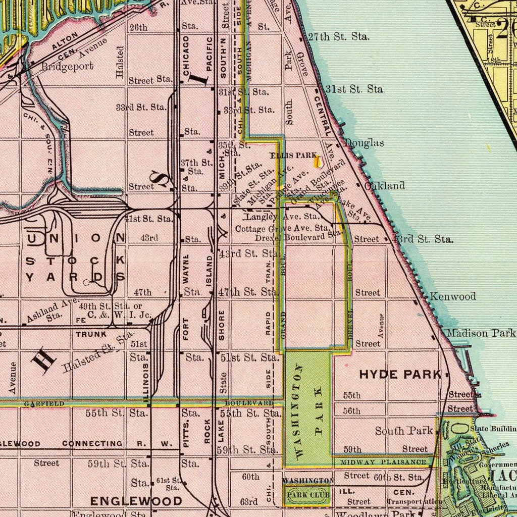 Vintage Map of Chicago, Illinois 1897