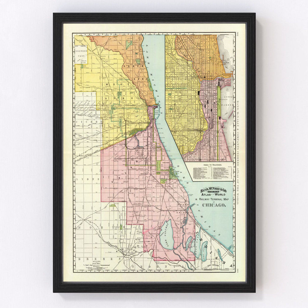 Vintage Map of Chicago, Illinois 1897