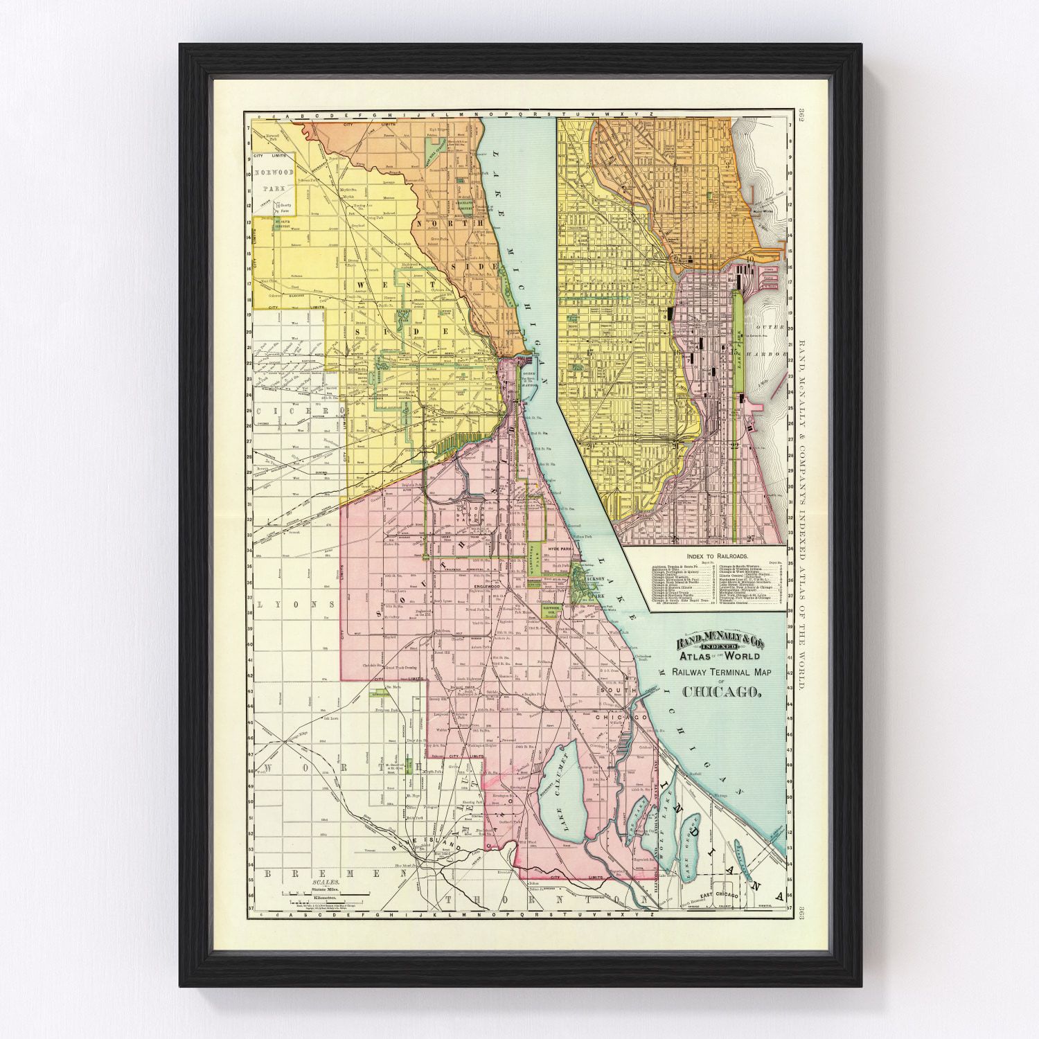 Vintage Map of Chicago, Illinois 1897