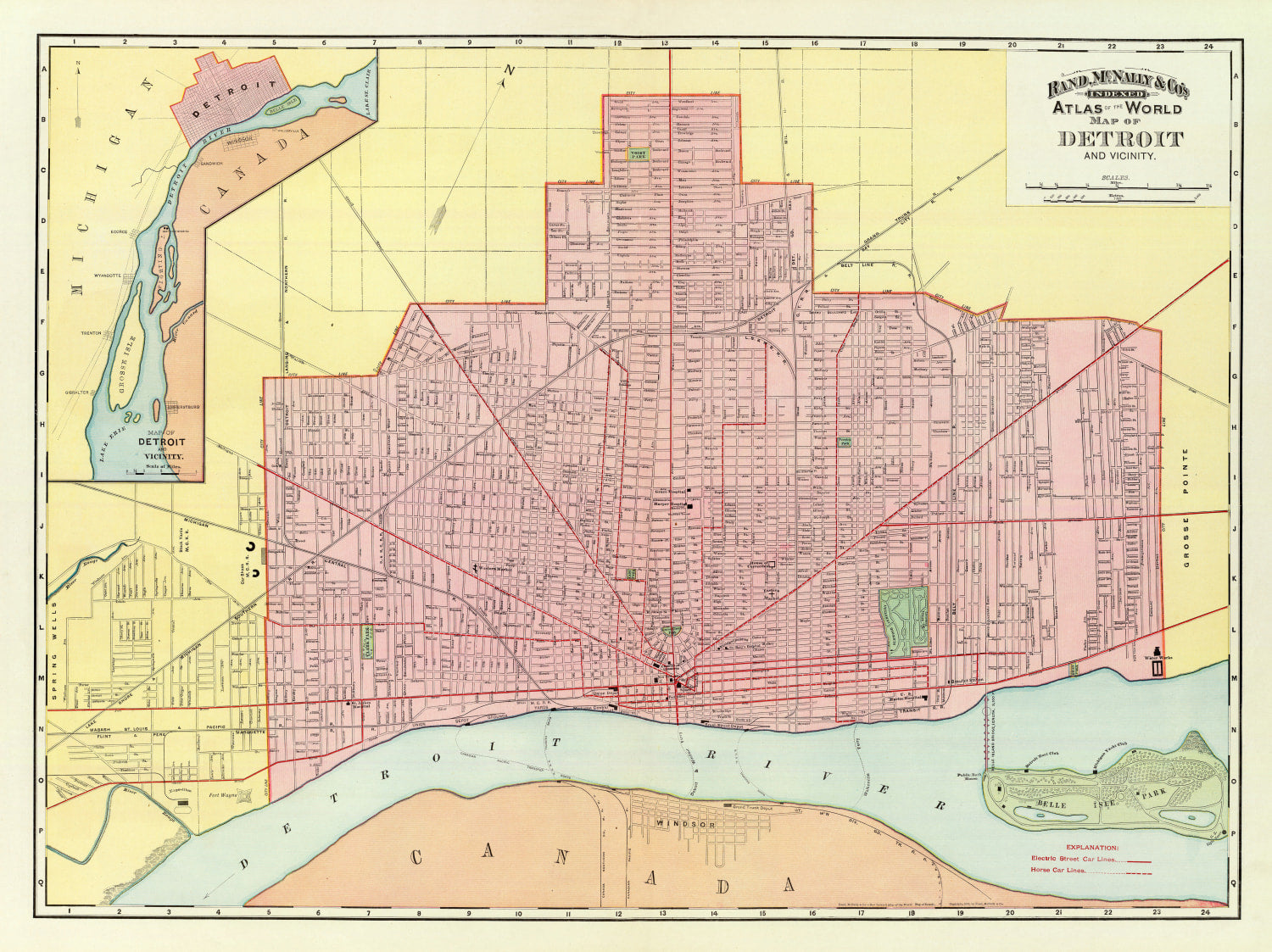 Vintage Map of Detroit, Michigan 1897