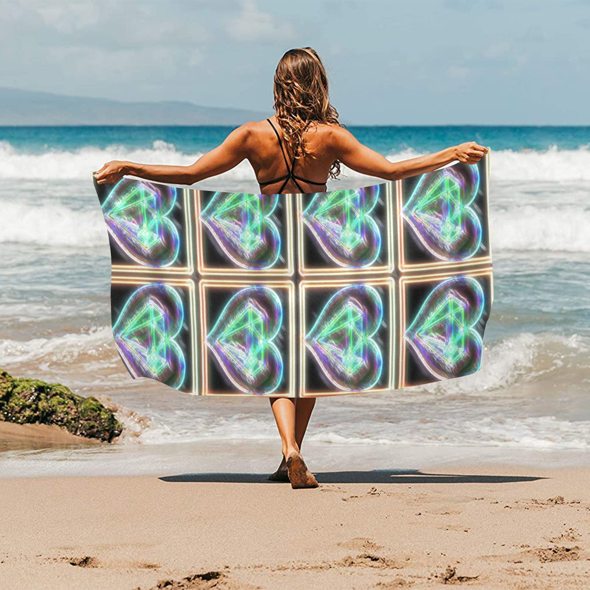 Electric Hearts Beach Towel - 30"x 60" (Made In USA)