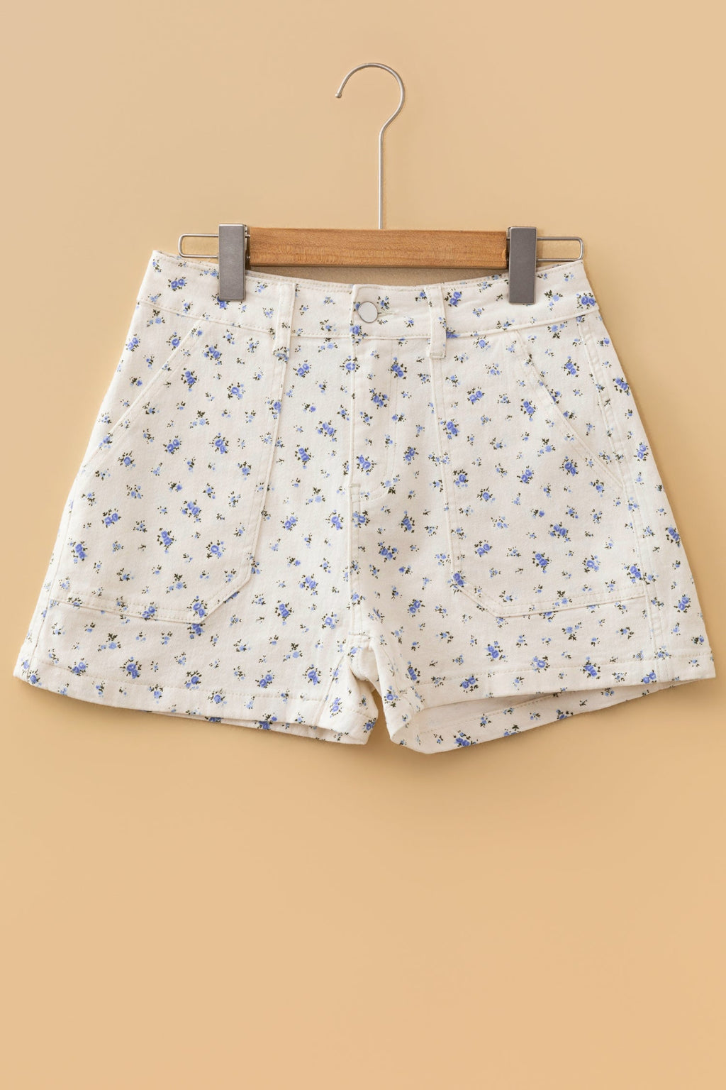 Floral Denim High Waist Shorts