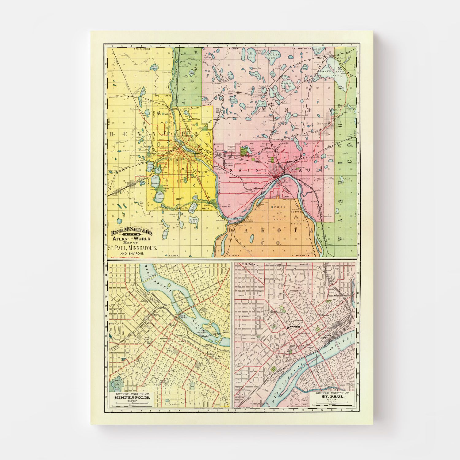 Vintage Map of Saint Paul, Minnesota 1897