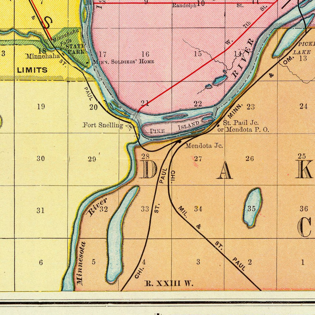 Vintage Map of Saint Paul, Minnesota 1897