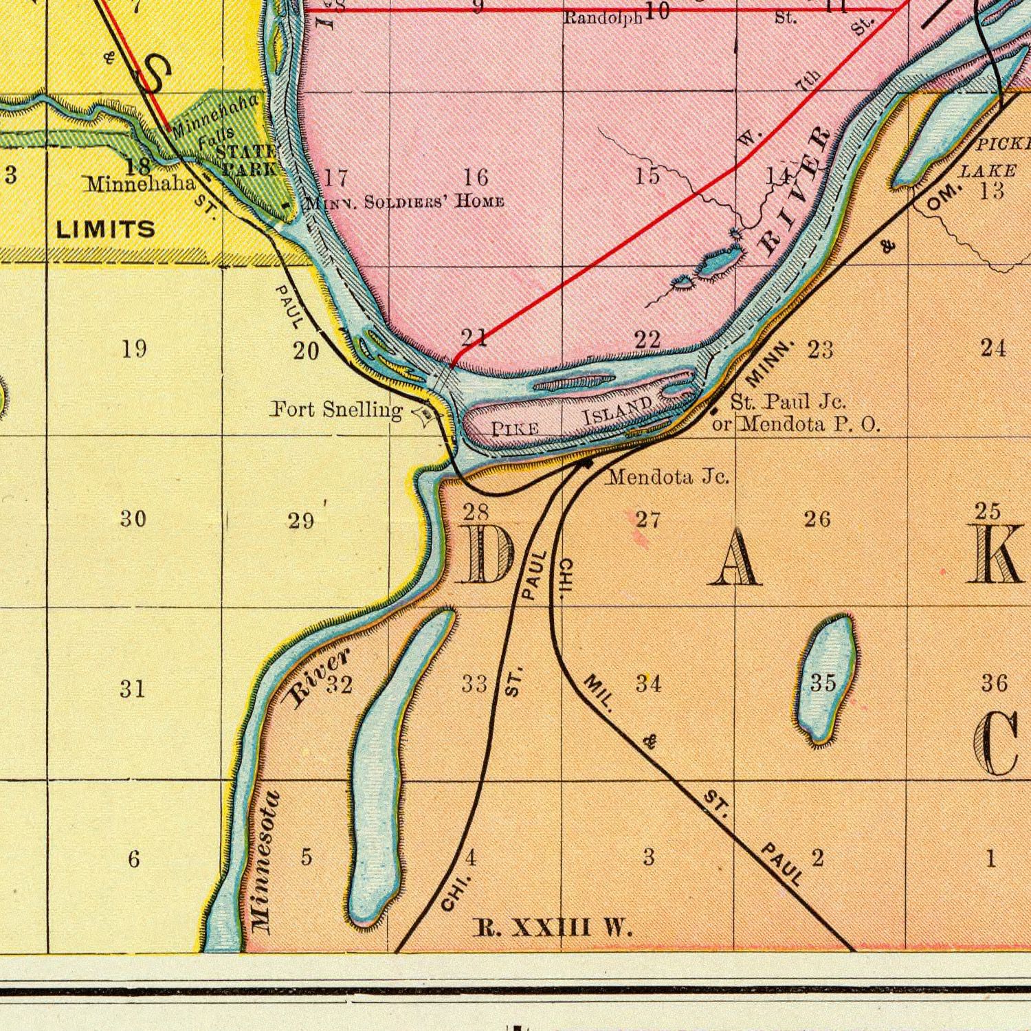 Vintage Map of Saint Paul, Minnesota 1897