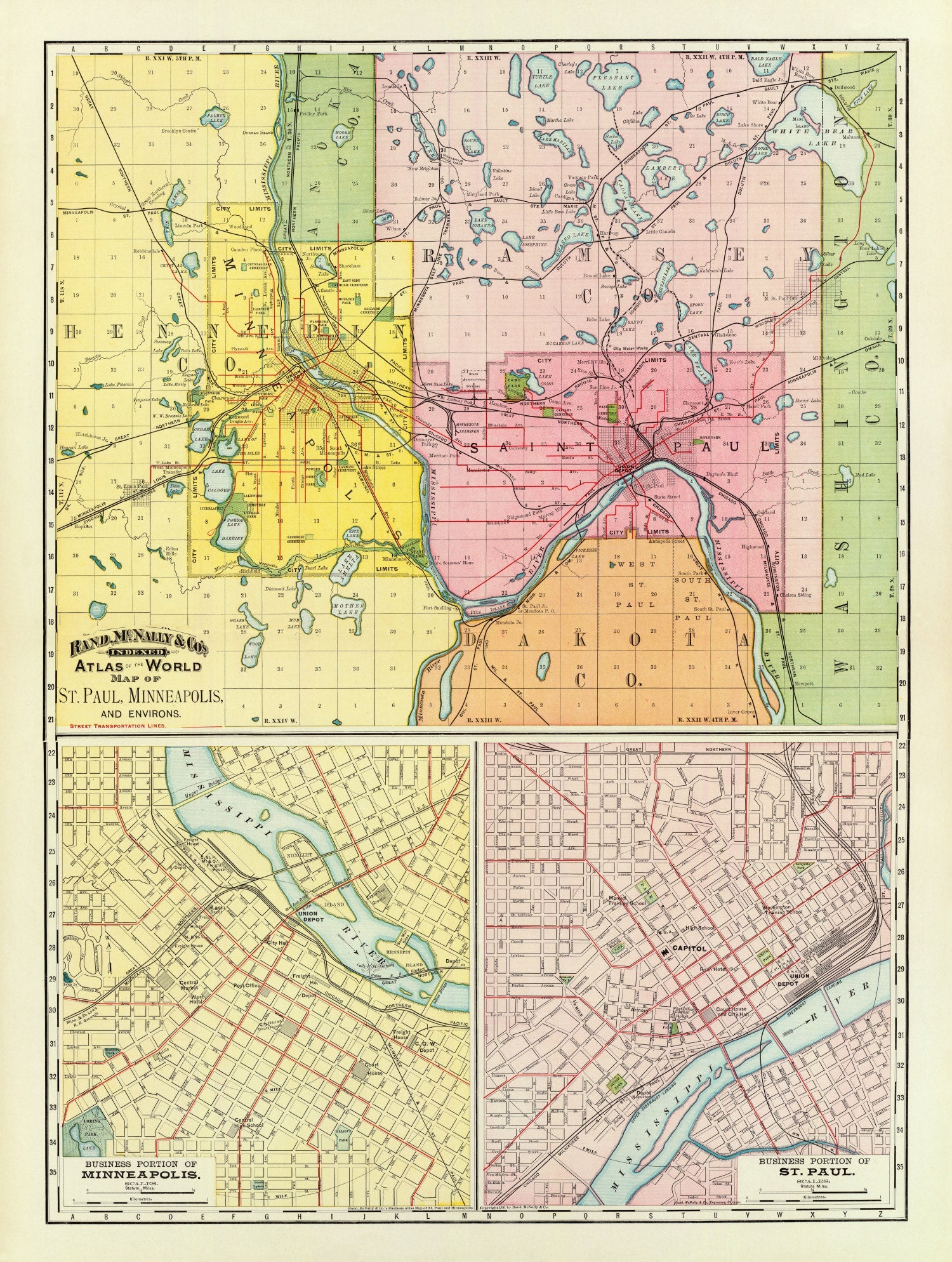 Vintage Map of Saint Paul, Minnesota 1897