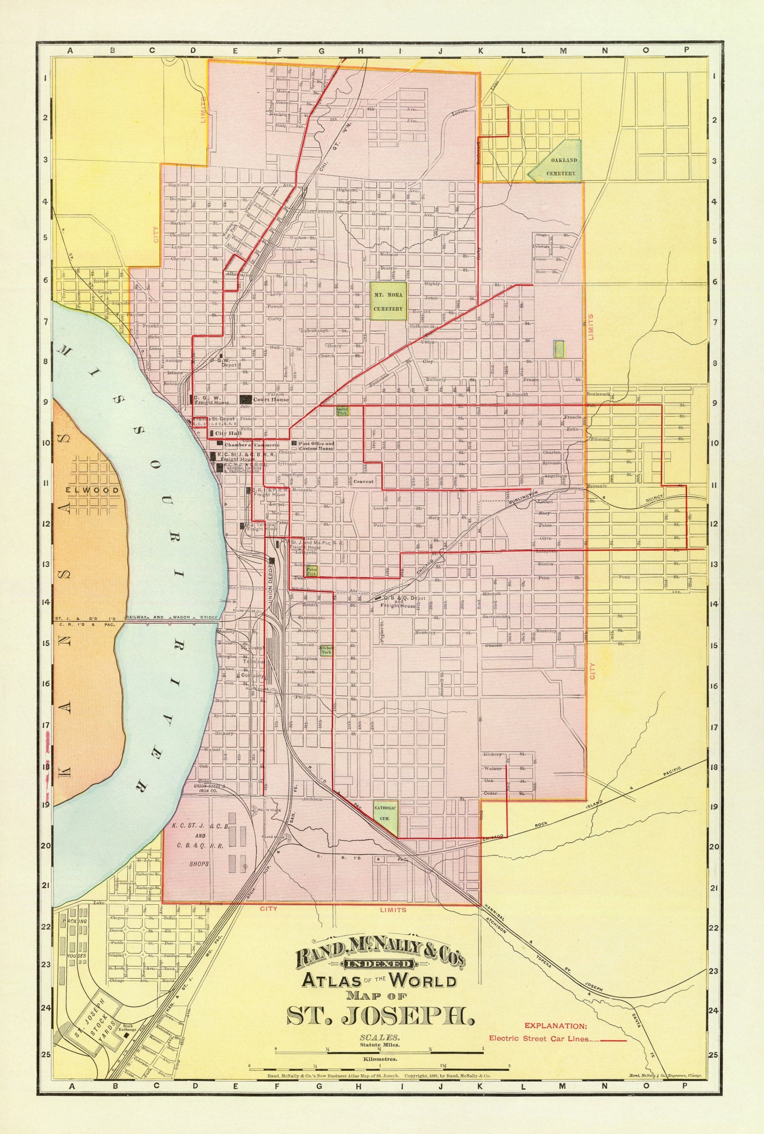 Vintage Map of Saint Joseph, Missouri 1897