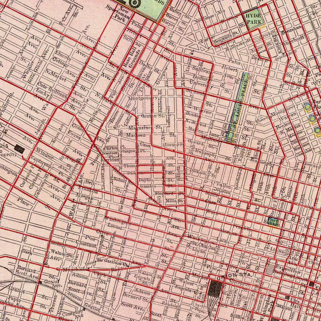 Vintage Map of Saint Louis, Missouri 1897