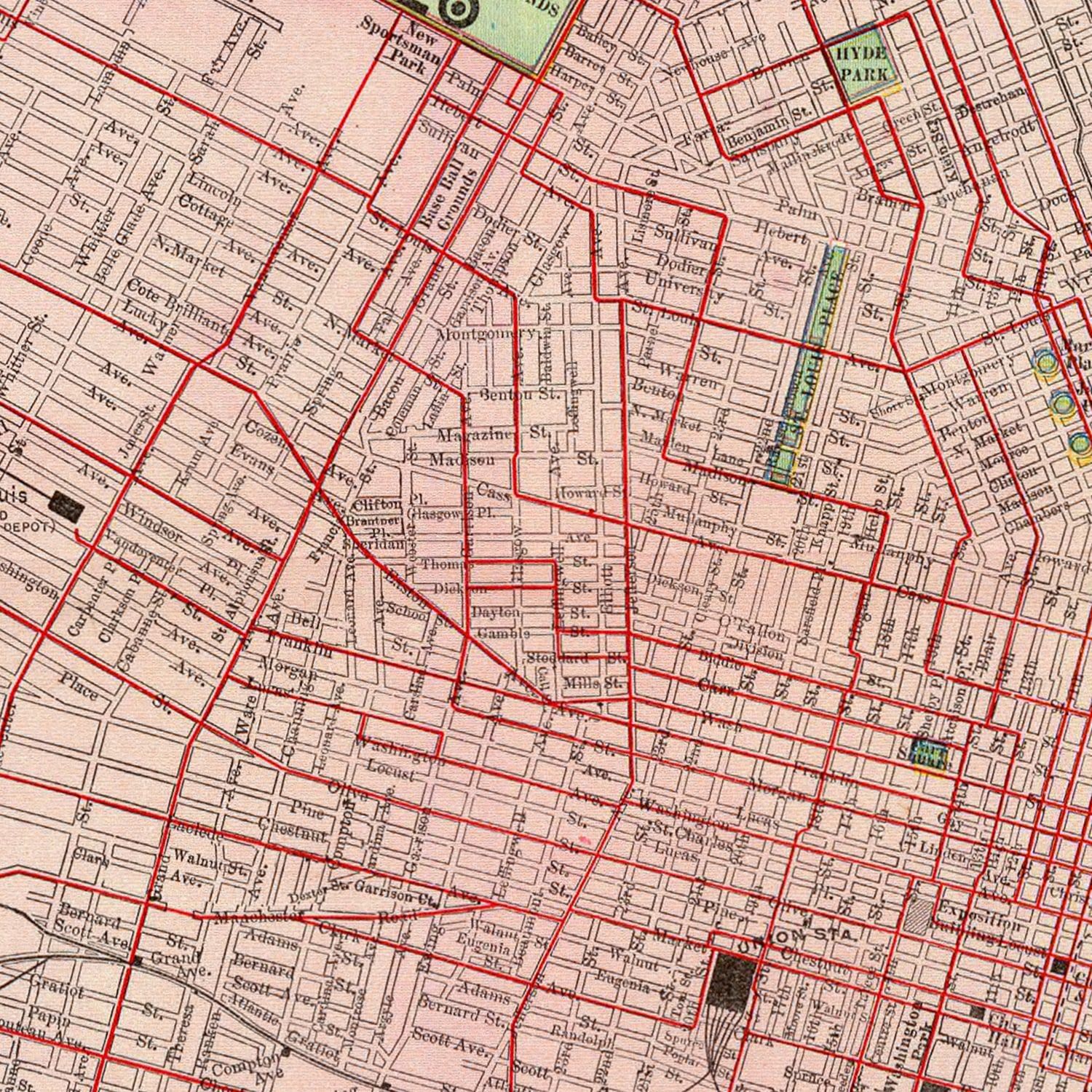 Vintage Map of Saint Louis, Missouri 1897