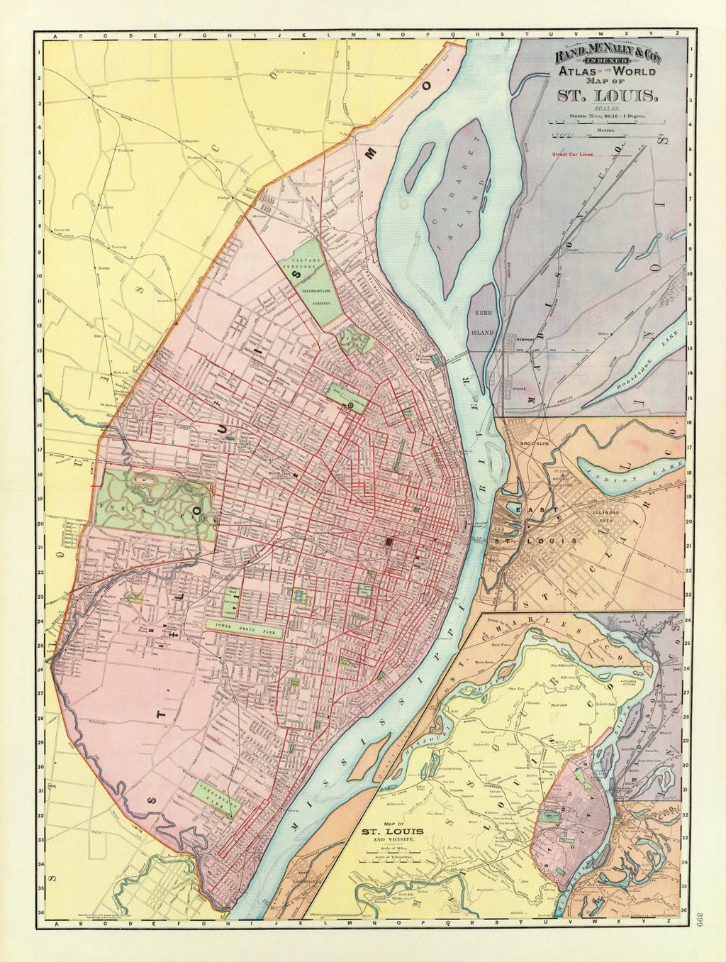 Vintage Map of Saint Louis, Missouri 1897