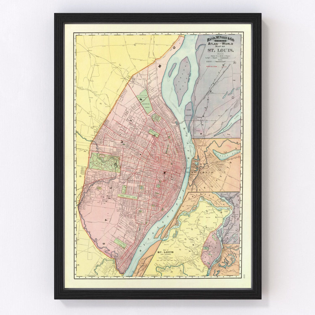 Vintage Map of Saint Louis, Missouri 1897