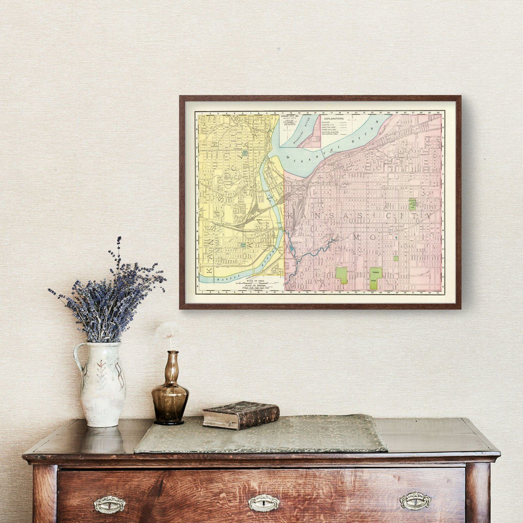 Vintage Map of Kansas City, Kansas 1897