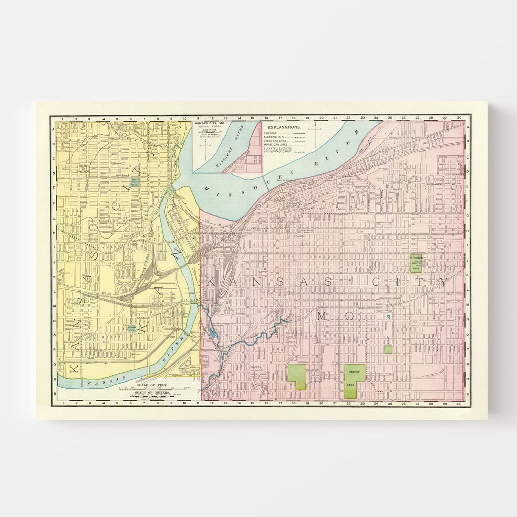 Vintage Map of Kansas City, Kansas 1897