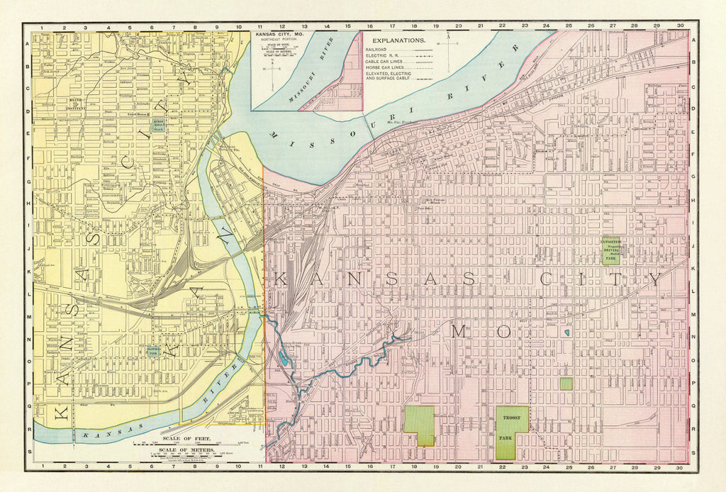 Vintage Map of Kansas City, Kansas 1897