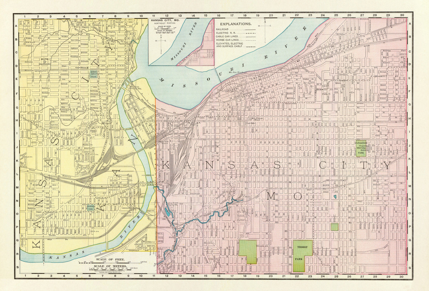Vintage Map of Kansas City, Kansas 1897