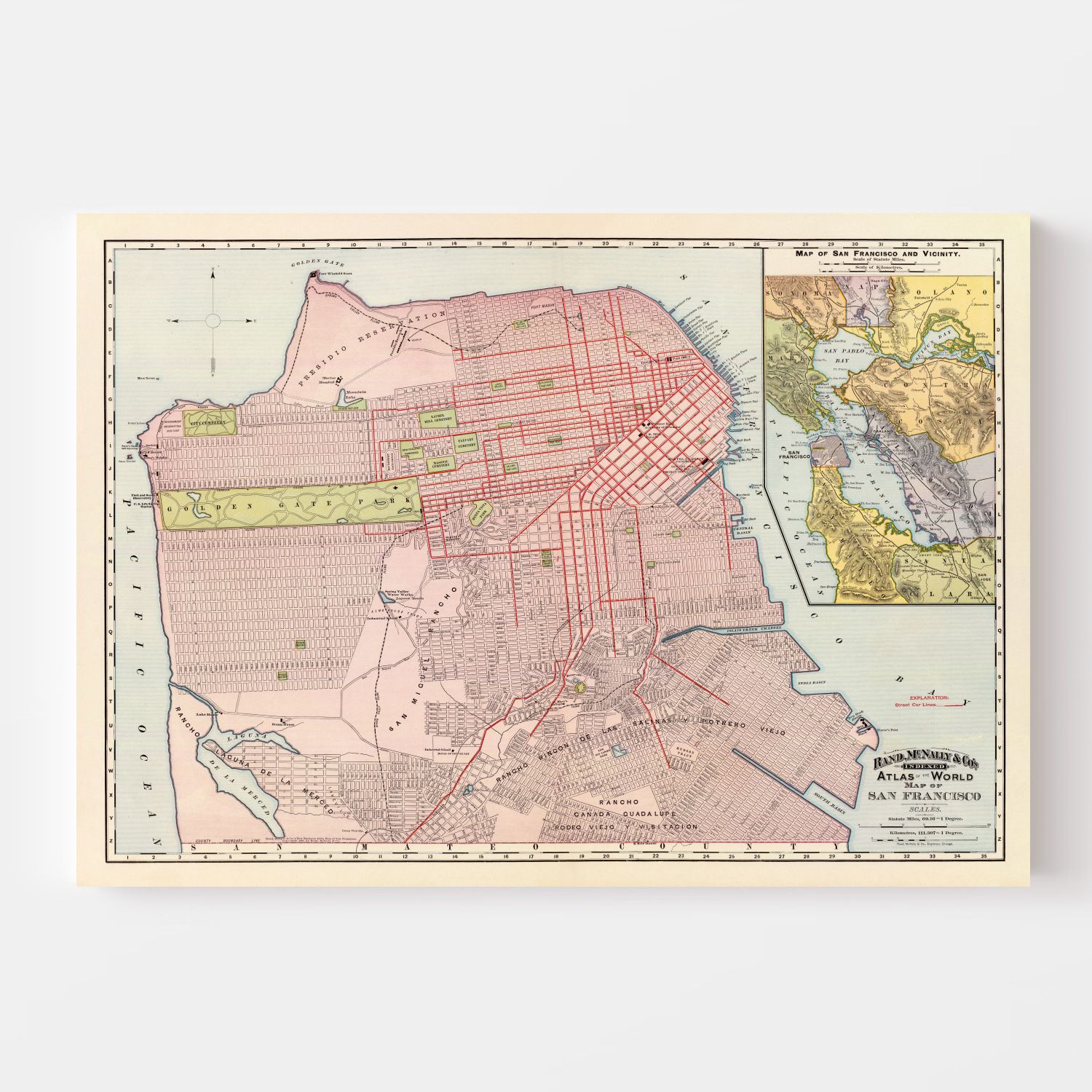 Vintage Map of San Francisco, California 1897