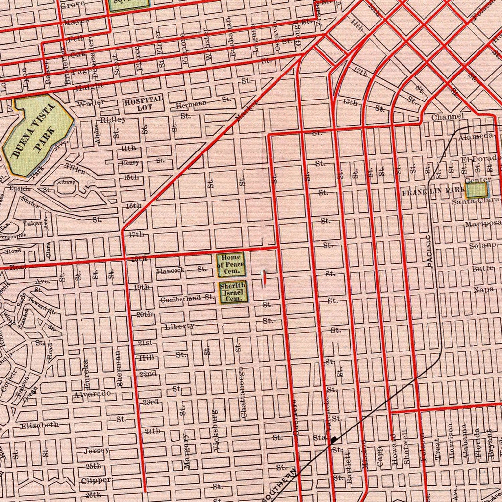 Vintage Map of San Francisco, California 1897
