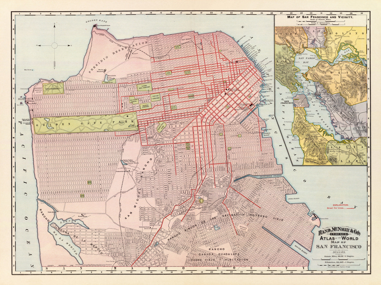 Vintage Map of San Francisco, California 1897