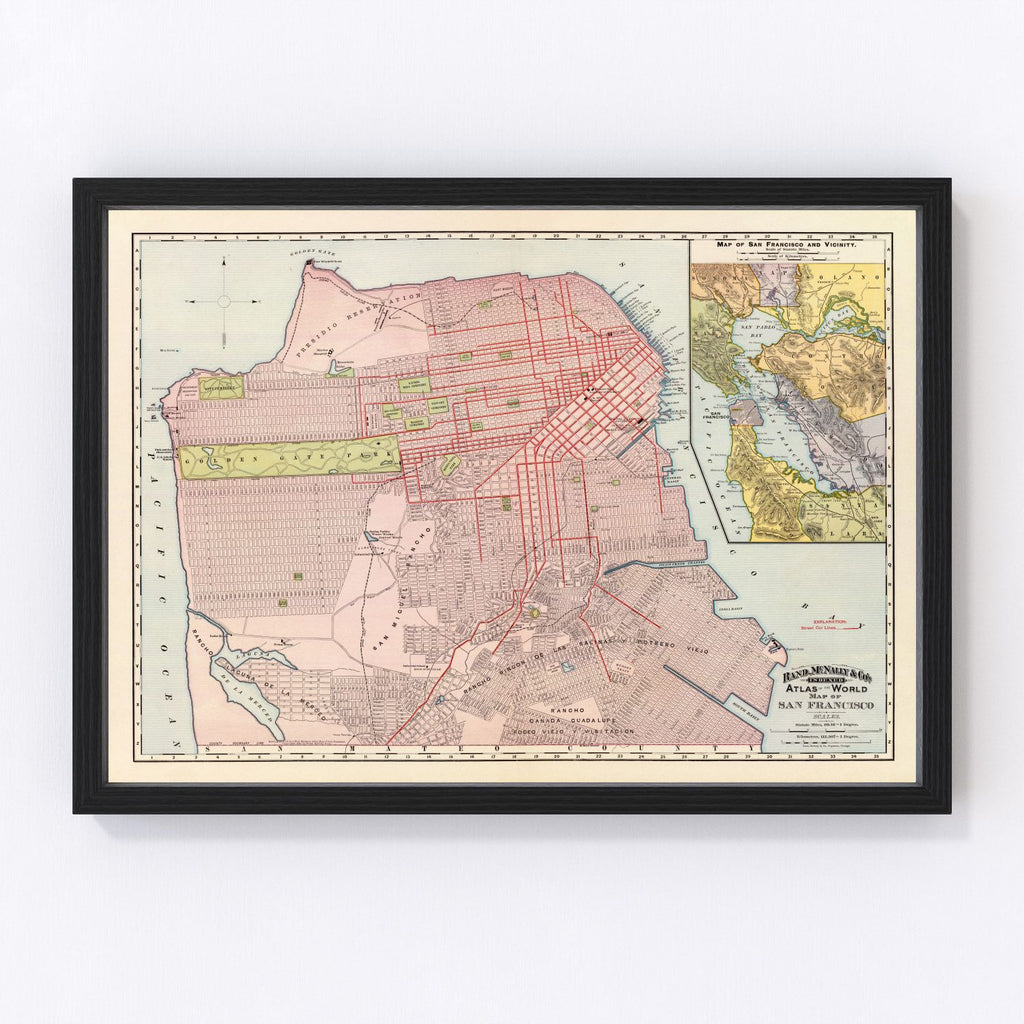 Vintage Map of San Francisco, California 1897