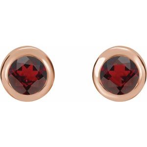 14K Rose Gold Natural Mozambique Garnet Bezel-Set Earrings – image 2