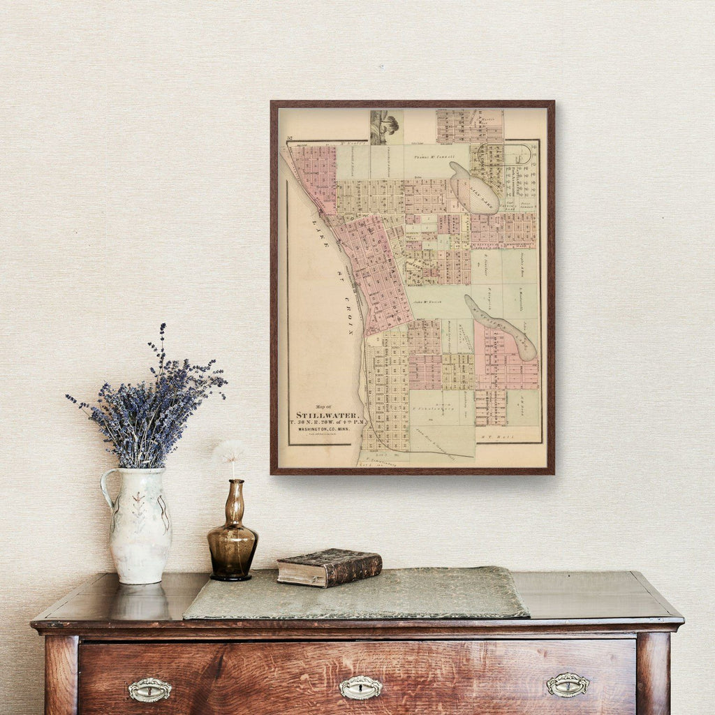 Vintage Map of Stillwater, Minnesota 1874