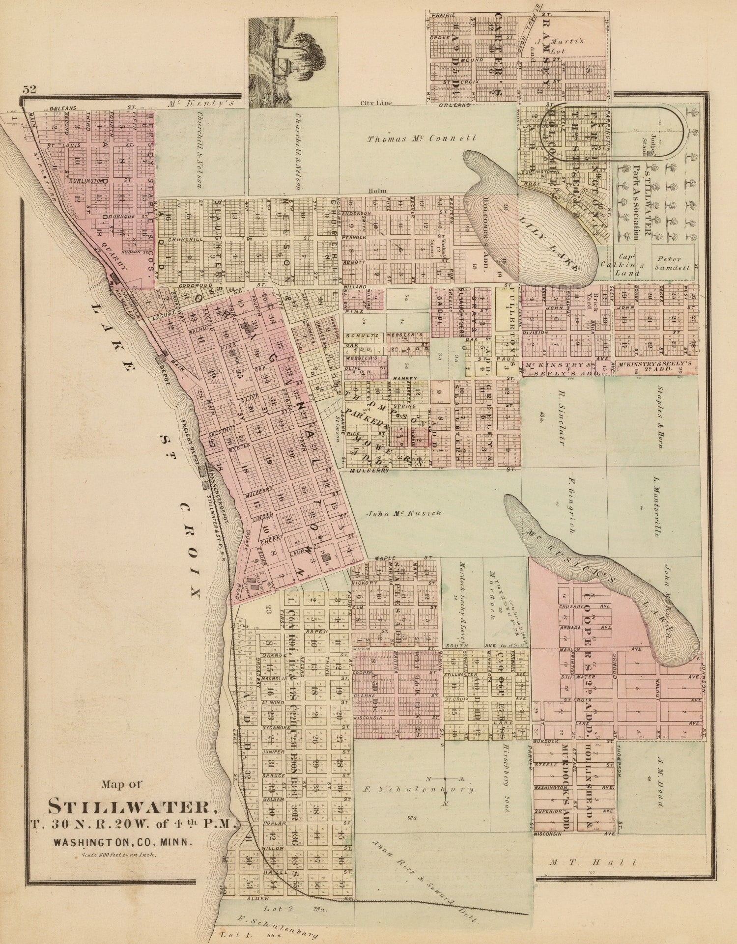 Vintage Map of Stillwater, Minnesota 1874