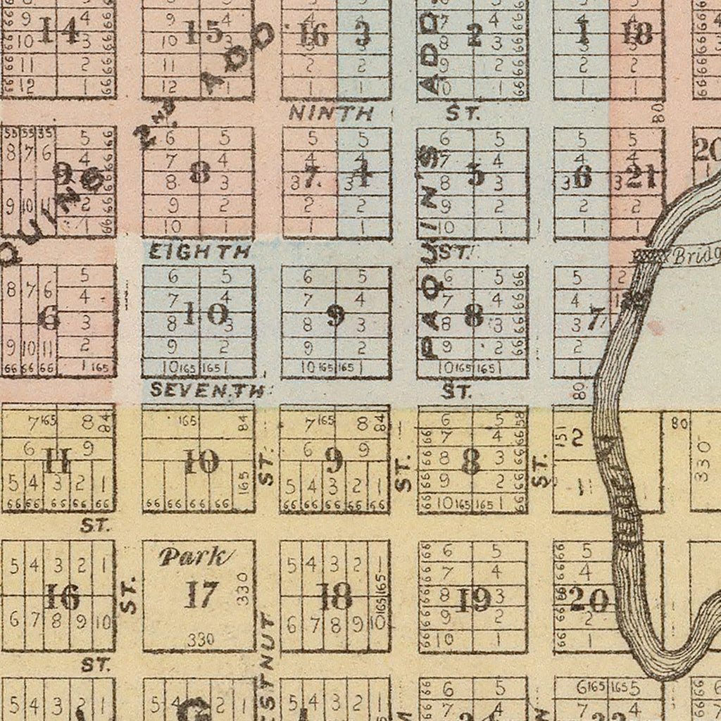 Vintage Map of Faribault, Minnesota 1874