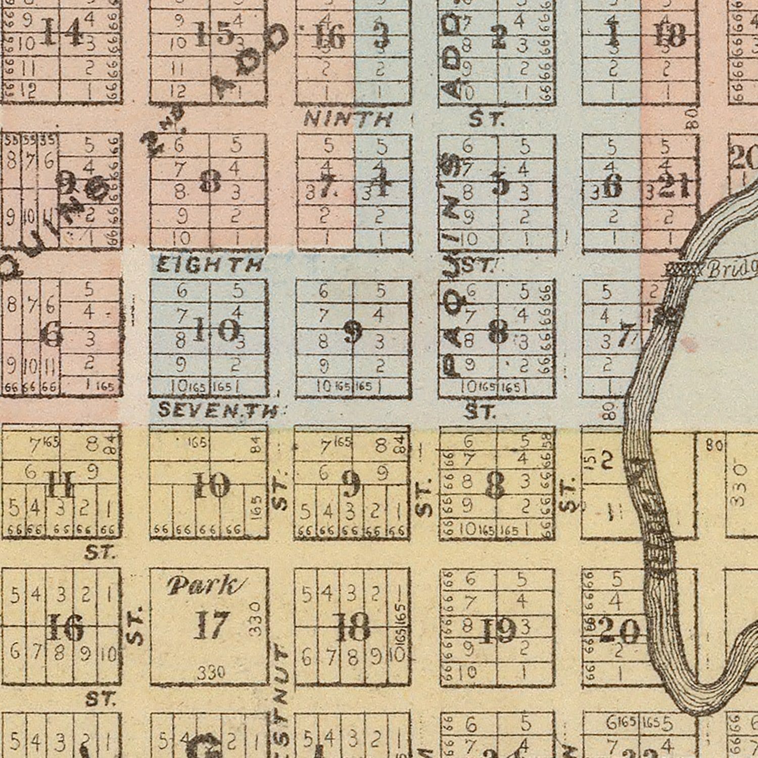 Vintage Map of Faribault, Minnesota 1874