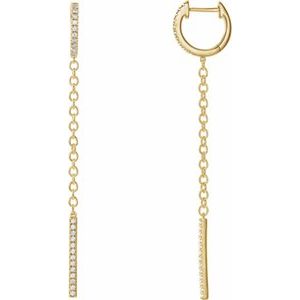 14K Yellow Gold 1/4 CTW Natural Diamond Hinged Hoop Chain Earrings