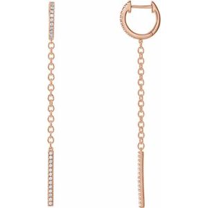 14K Rose Gold 1/4 CTW Natural Diamond Hinged Hoop Chain Earrings