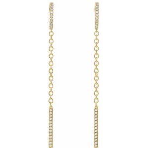 14K Yellow Gold 1/4 CTW Natural Diamond Hinged Hoop Chain Earrings