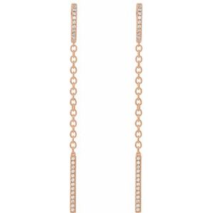 14K Rose Gold 1/4 CTW Natural Diamond Hinged Hoop Chain Earrings – image 2
