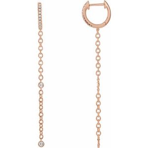 14K Rose Gold 1/4 CTW Natural Diamond Hinged Hoop Earrings