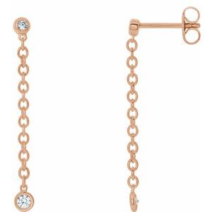 14K Rose Gold  1/5 CTW Natural Diamond Chain Dangle Earrings
