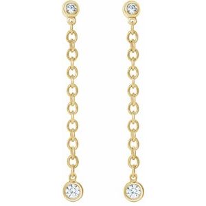 14K Yellow Gold  1/5 CTW Natural Diamond Chain Dangle Earrings – image 2