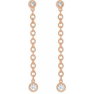 14K Rose Gold  1/5 CTW Natural Diamond Chain Dangle Earrings – image 2